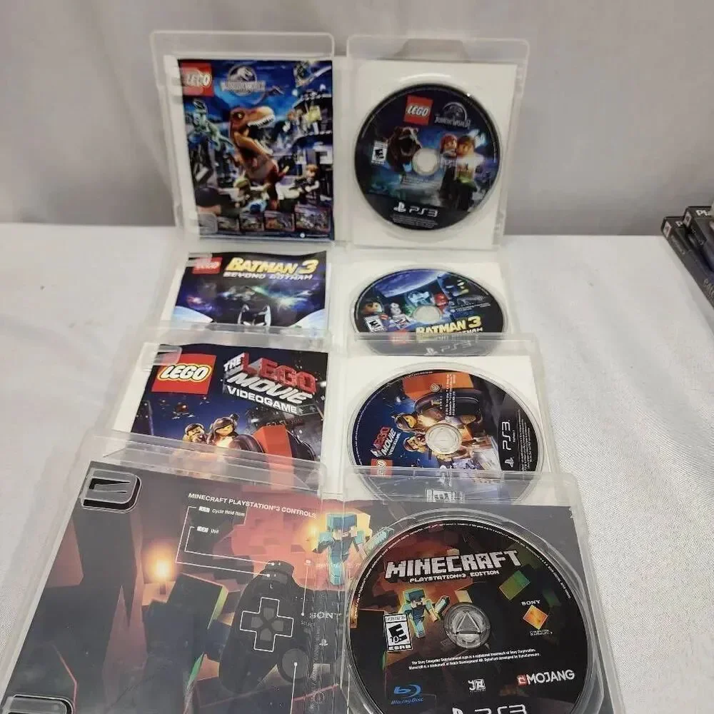 Sony PS3 Lot Of 4 LEGO Jurassic World, Batman, Lego Movie, Minecraft Untested
